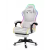 Silla gamer Huzaro FORCE 4.7 RGB blanca — asiento envolvente acolchado de tejido, carga máx. 140 kg, regulable en altura 43–53 cm, inclinación 90–140°