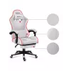Silla gamer Huzaro FORCE 4.7 RGB blanca — asiento envolvente acolchado de tejido, carga máx. 140 kg, regulable en altura 43–53 cm, inclinación 90–140°