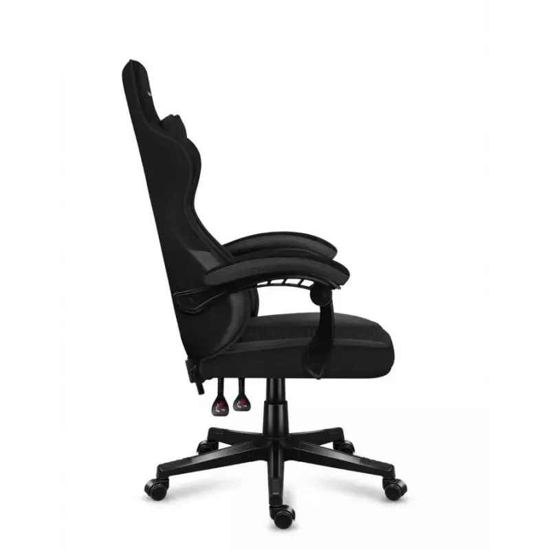 Silla gamer Huzaro FORCE 4.4 CARBON — asiento deportivo acolchado de tejido, altura 115–125 cm, carga máx. 130 kg, base de acero, reposabrazos regulables
