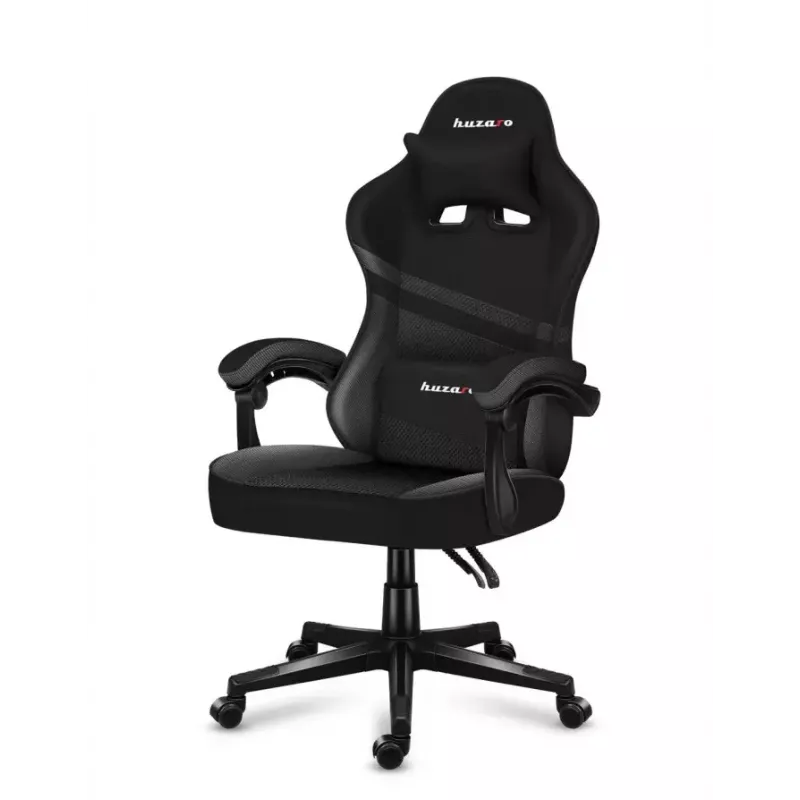 Silla gamer Huzaro FORCE 4.4 CARBON — asiento deportivo acolchado de tejido, altura 115–125 cm, carga máx. 130 kg, base de acero, reposabrazos regulables