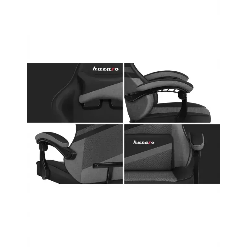 Silla gaming Huzaro FORCE 4.4 con asiento envolvente negra gris — tejido mesh, máx. 130 kg, altura ajustable 45–55 cm, 5 ruedas