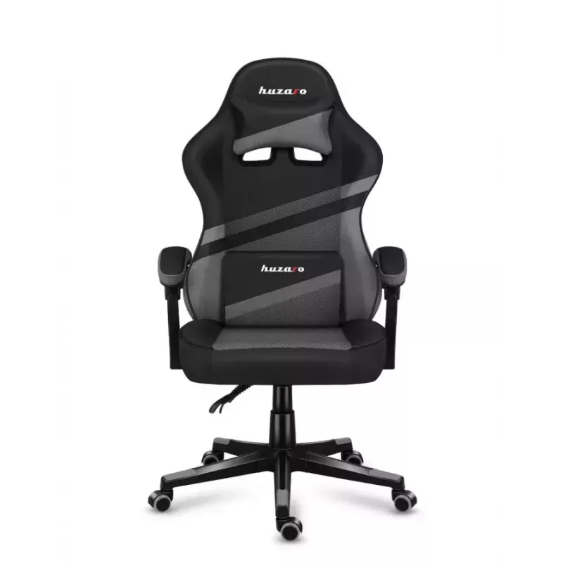 Silla gaming Huzaro FORCE 4.4 con asiento envolvente negra gris — tejido mesh, máx. 130 kg, altura ajustable 45–55 cm, 5 ruedas