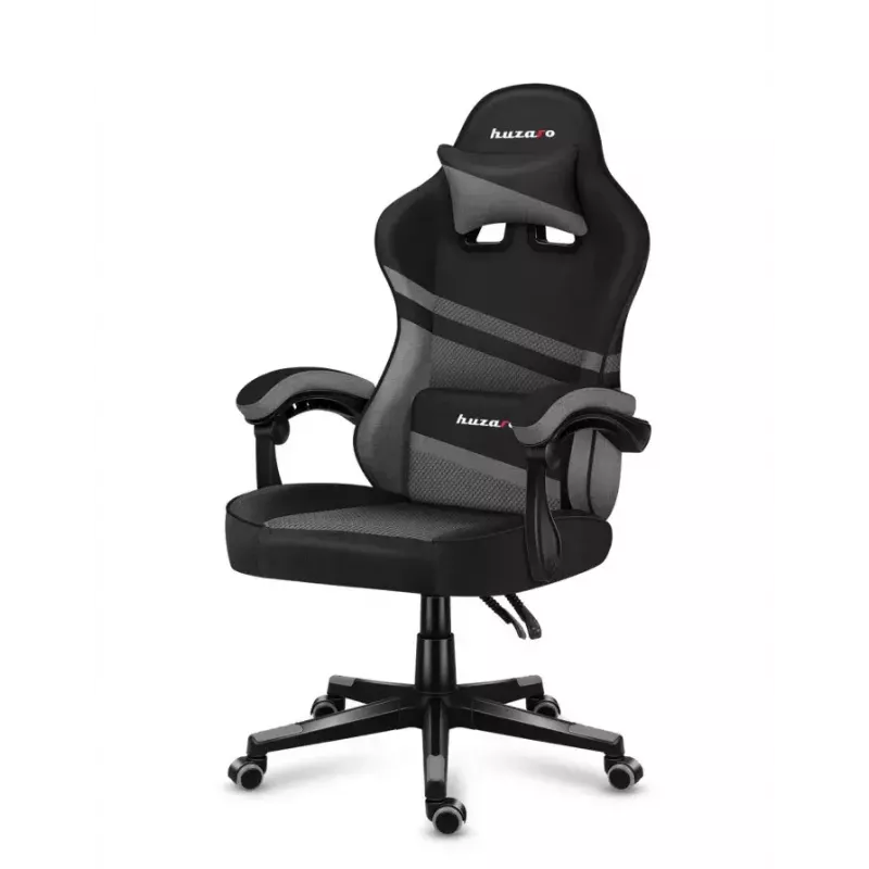 Silla gaming Huzaro FORCE 4.4 con asiento envolvente negra gris — tejido mesh, máx. 130 kg, altura ajustable 45–55 cm, 5 ruedas