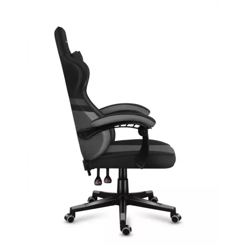 Silla gaming Huzaro FORCE 4.4 con asiento envolvente negra gris — tejido mesh, máx. 130 kg, altura ajustable 45–55 cm, 5 ruedas