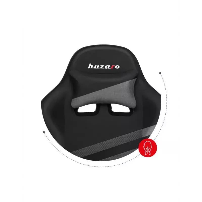 Silla gaming Huzaro FORCE 4.4 con asiento envolvente negra gris — tejido mesh, máx. 130 kg, altura ajustable 45–55 cm, 5 ruedas