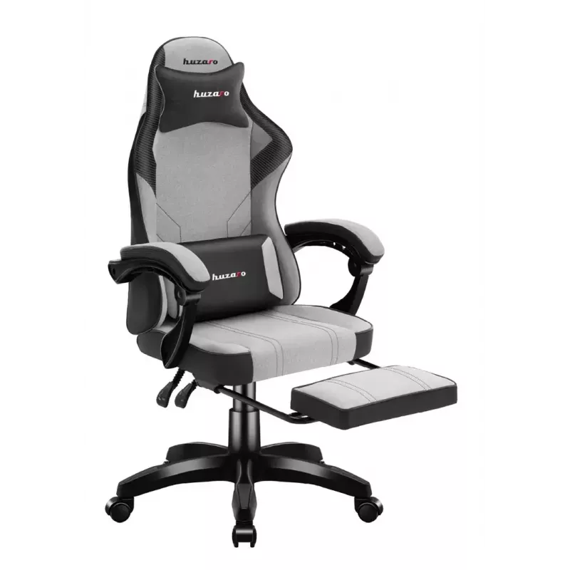 Silla gaming Huzaro Force 3.7 gris — silla gaming ergonómica, altura ajustable 107,5–116,5 cm, ancho de asiento 47 cm
