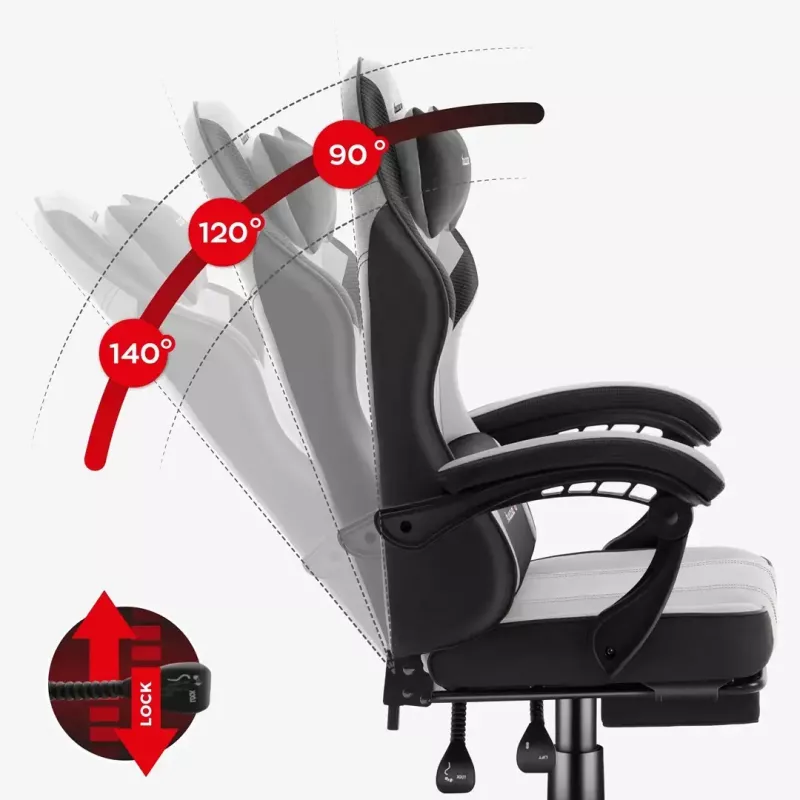 Silla gaming Huzaro Force 3.7 gris — silla gaming ergonómica, altura ajustable 107,5–116,5 cm, ancho de asiento 47 cm