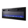 Mueble TV Cama Meble EVA con chimenea eléctrica 180×40×52 cm, cuerpo blanco, puertas blanco brillante, encimera de MDF