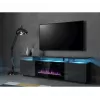 Mueble TV Cama Meble EVA con chimenea eléctrica 180x40x52 cm grafito/grafito brillante