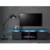 Mueble TV Cama Meble EVA con chimenea eléctrica 180x40x52 cm grafito/grafito brillante