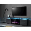 Mueble TV Cama Meble EVA con chimenea eléctrica 180x40x52 cm grafito/grafito brillante