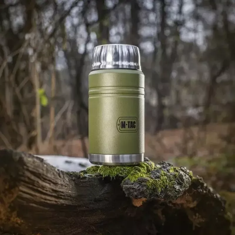 Termo para almuerzo M-TAC UN-R02-750A 750 ml con cuchara plegable de acero inoxidable, verde oliva