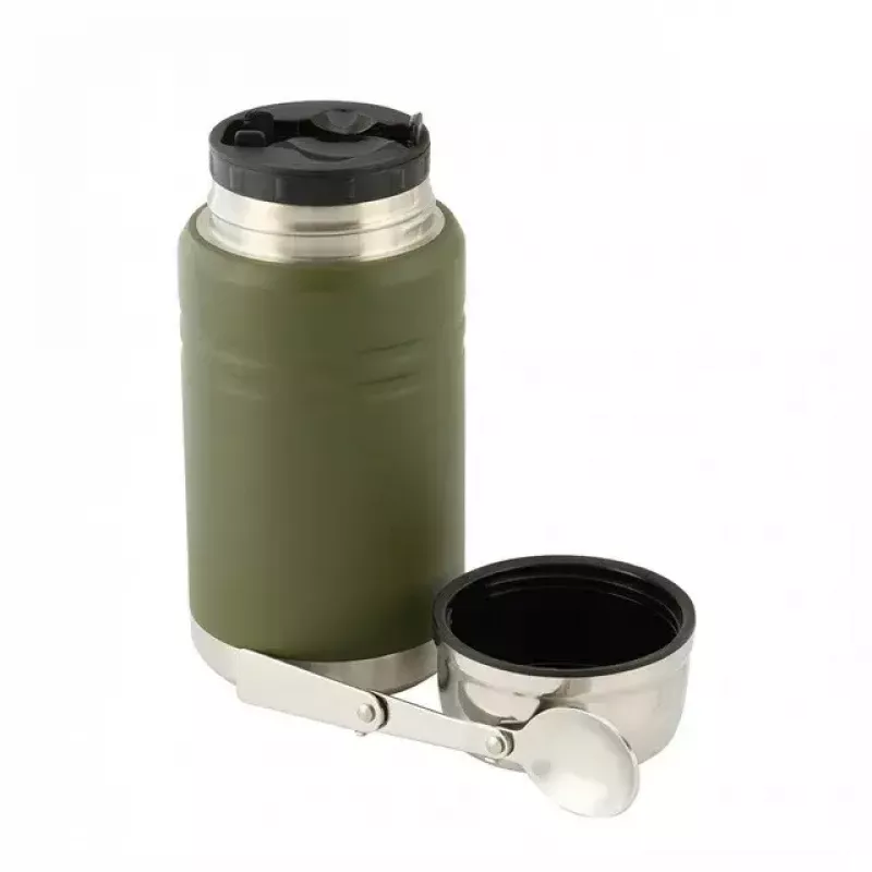 Termo para almuerzo M-TAC UN-R02-750A 750 ml con cuchara plegable de acero inoxidable, verde oliva