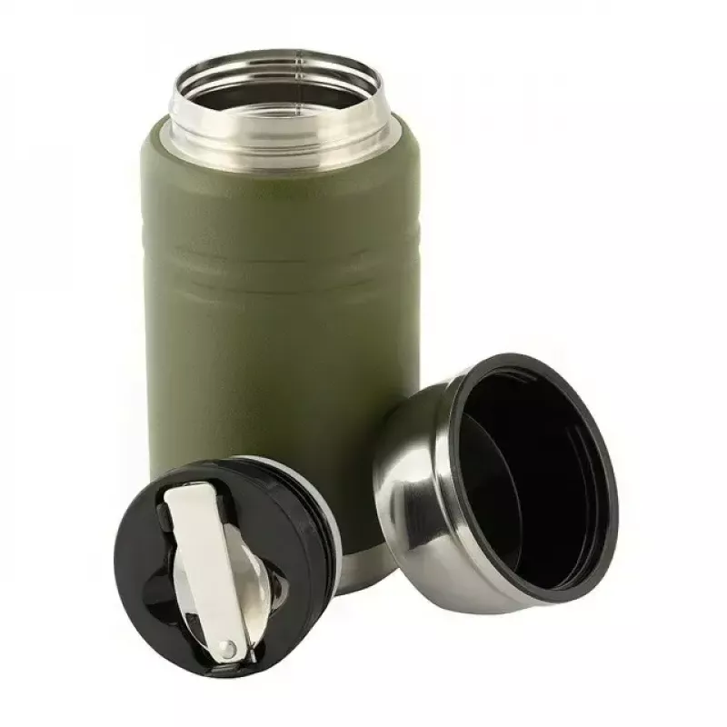 Termo para almuerzo M-TAC UN-R02-750A 750 ml con cuchara plegable de acero inoxidable, verde oliva