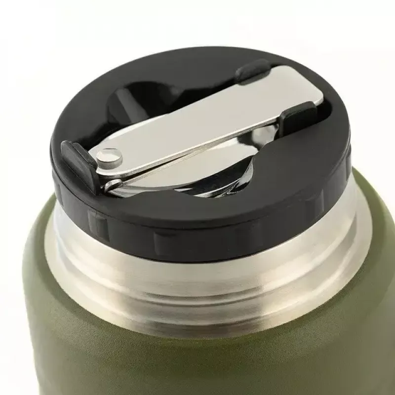 Termo para almuerzo M-TAC UN-R02-750A 750 ml con cuchara plegable de acero inoxidable, verde oliva