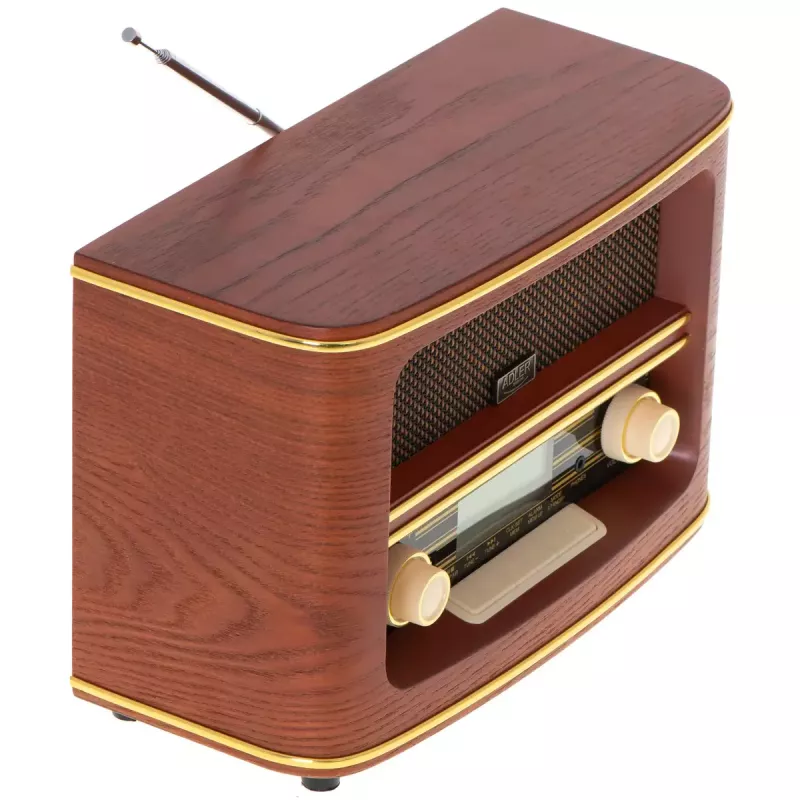 Radio portátil Adler AD 1187 – FM, 10 W RMS, pantalla LCD, marrón, 300×140×210 mm