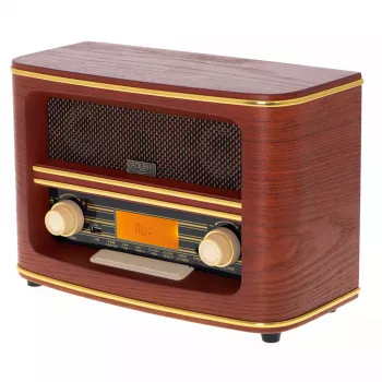 Radio portátil Adler AD 1187 – FM, 10 W RMS, pantalla LCD, marrón, 300×140×210 mm
