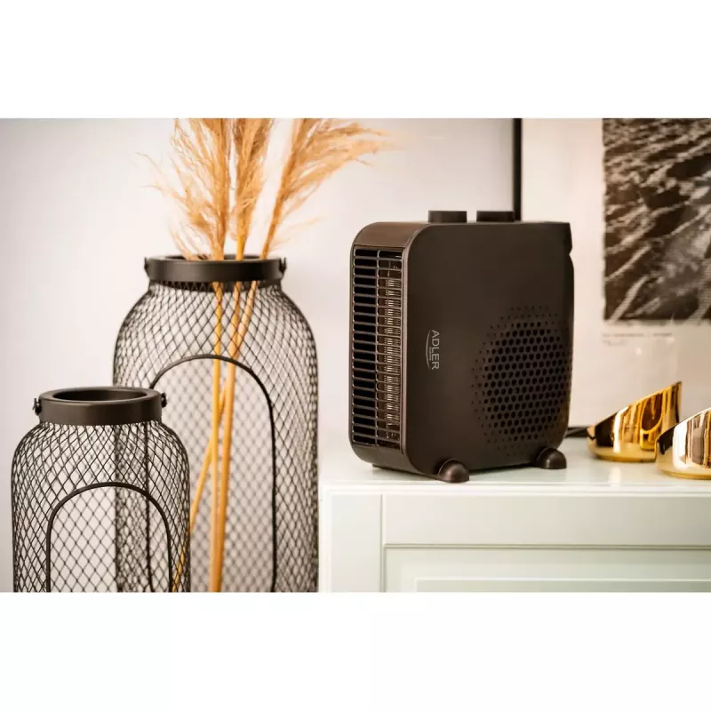 Calefactor de ventilador Adler AD 7725B, 2000 W, 2 niveles de potencia, termostato regulable, negro
