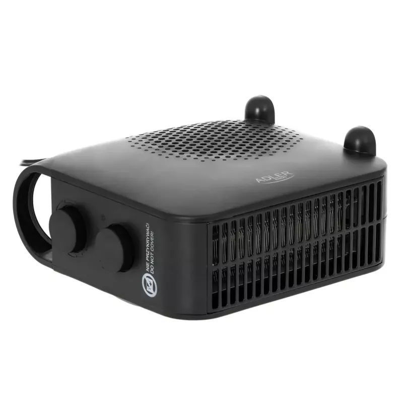 Calefactor de ventilador Adler AD 7725B, 2000 W, 2 niveles de potencia, termostato regulable, negro