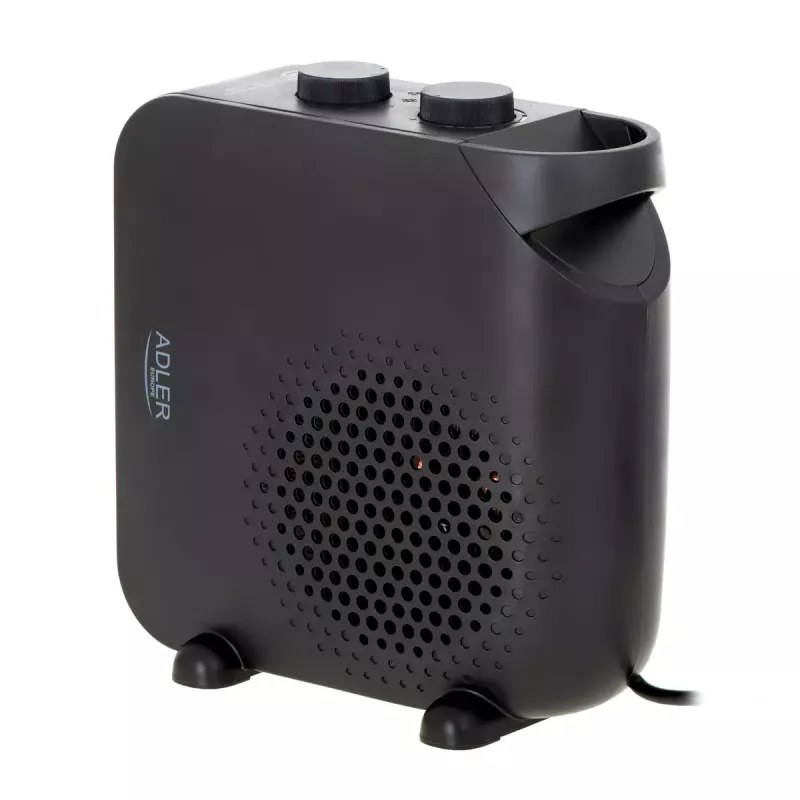 Calefactor de ventilador Adler AD 7725B, 2000 W, 2 niveles de potencia, termostato regulable, negro