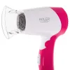 Secador de pelo Adler AD 2259 — 1200 W, 2 velocidades, mango plegable, boquilla de peinado, rosa/blanco