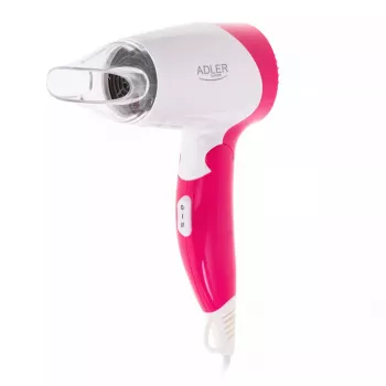Secador de pelo Adler AD 2259 — 1200 W, 2 velocidades, mango plegable, boquilla de peinado, rosa/blanco