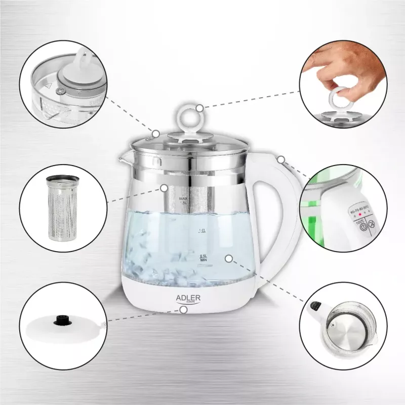 Hervidor de agua Adler AD 1299 1,5 L 1850 W blanco