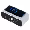 Despertador Adler AD 1192W – despertador de mesita de noche compacto con cargador inalámbrico y entrada AUX, blanco