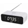 Despertador Adler AD 1192W – despertador de mesita de noche compacto con cargador inalámbrico y entrada AUX, blanco