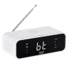 Despertador Adler AD 1192W – despertador de mesita de noche compacto con cargador inalámbrico y entrada AUX, blanco