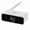 Despertador Adler AD 1192W – despertador de mesita de noche compacto con cargador inalámbrico y entrada AUX, blanco