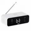 Despertador Adler AD 1192W – despertador de mesita de noche compacto con cargador inalámbrico y entrada AUX, blanco