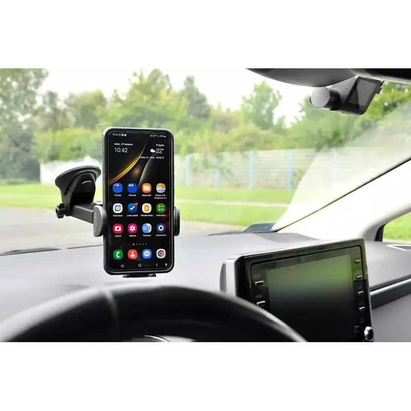 Soporte para móvil de coche IBOX H-9 ángulo ajustable universal compatible con smartphones, soporte con ventosa, negro, plástico