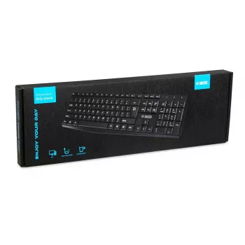 Teclado USB con cable IBOX Eris IKC2010B – tamaño completo 105 teclas, USB, resistente al agua, negro