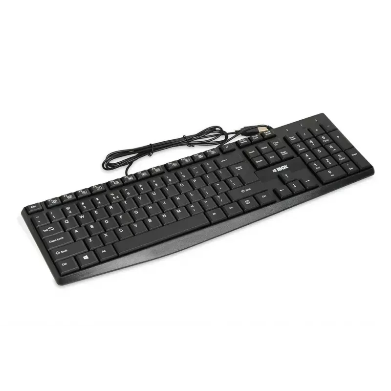 Teclado USB con cable IBOX Eris IKC2010B – tamaño completo 105 teclas, USB, resistente al agua, negro