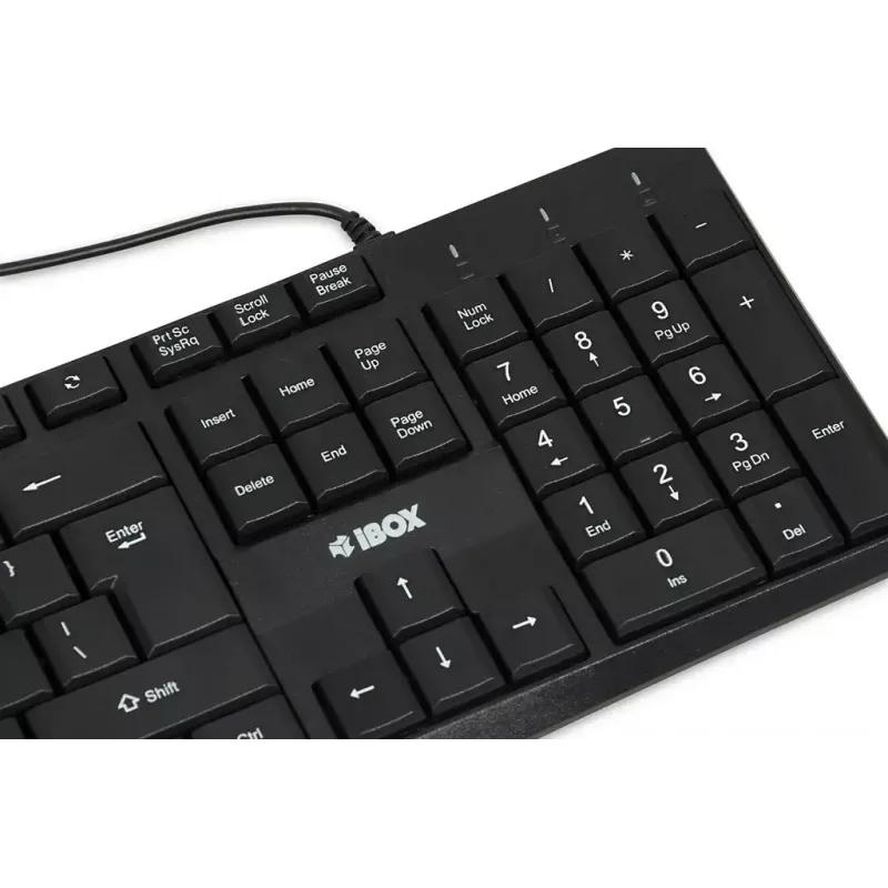 Teclado USB con cable IBOX Eris IKC2010B – tamaño completo 105 teclas, USB, resistente al agua, negro