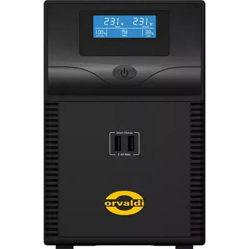 SAI ORVALDI ID1K5CH 1,5 kVA (900 W) line-interactive, batería de 24 V, LCD, USB, compacto negro