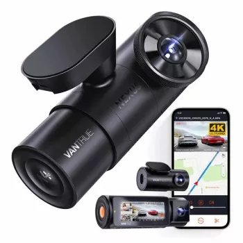 Dashcam VANTRUE N4 PRO dashcam de 3 canales, cámara principal 3840×2160, 165° frontal, 160° interior, GPS, Wi‑Fi, pantalla IPS, MicroSD hasta 512GB