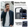 Funda protectora MagSafe Crong Hybrid Matte Magnetic para iPhone 17 Pro — PC + TPU, azul marino translúcido