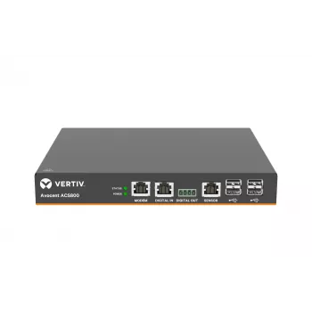 Vertiv Avocent consola serie ACS800 de 4 puertos con módem analógico, fuente de alimentación AC/DC externa - cable de conexión: conector macho C14 a conector hembra C13