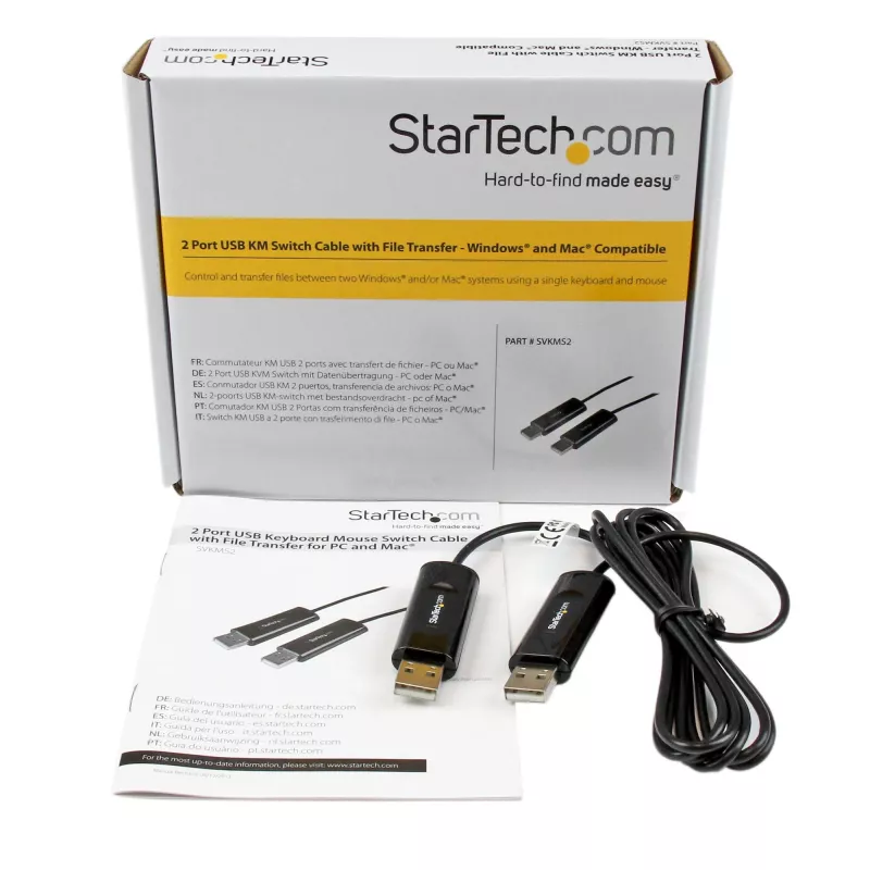 StarTech.com cable conmutador KM con transferencia de archivos para Mac y PC – USB 2.0