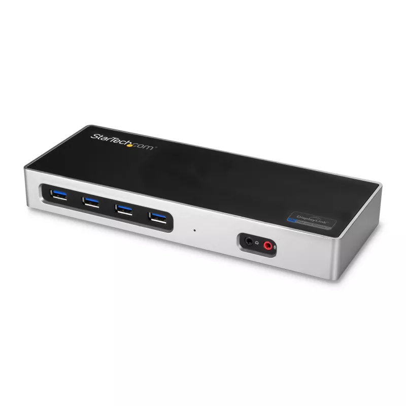 StarTech.com dock USB-C y USB-A - dock dual monitor 4K 60Hz DisplayPort + HDMI - estación de acoplamiento USB 3.0 híbrida para portátiles USB-C o USB-A - 6x USB Type-A, GbE - USB 3.1 Gen 1 - Mac/Windows