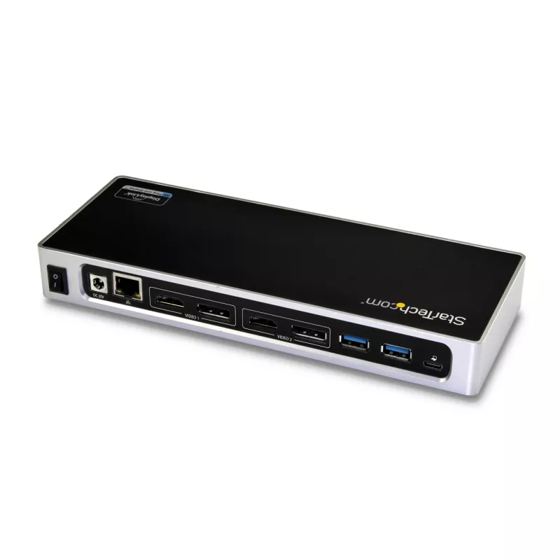 StarTech.com dock USB-C y USB-A - dock dual monitor 4K 60Hz DisplayPort + HDMI - estación de acoplamiento USB 3.0 híbrida para portátiles USB-C o USB-A - 6x USB Type-A, GbE - USB 3.1 Gen 1 - Mac/Windows