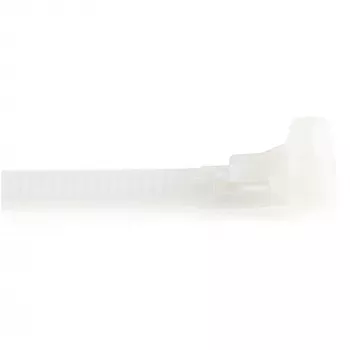 StarTech.com bridas reutilizables de 15 cm – 7 mm de ancho, 35 mm de diámetro de haz, 22 kg de resistencia a la tracción, bridas de nailon desmontables, interior/exterior, 94V-2/UL listado, 100 uds. – blanco