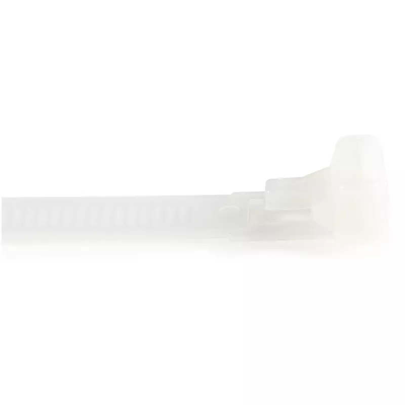 StarTech.com bridas reutilizables de 15 cm – 7 mm de ancho, 35 mm de diámetro de haz, 22 kg de resistencia a la tracción, bridas de nailon desmontables, interior/exterior, 94V-2/UL listado, 100 uds. – blanco