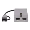StarTech.com adaptador USB a dual HDMI, USB-A/C a 2 pantallas HDMI (1x 4K30Hz, 1x 1080p), dongle USB-A a C integrado, cable de 11 cm, adaptador USB 3.0 a pantalla HDMI, Windows y macOS
