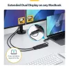 StarTech.com adaptador USB a dual HDMI, USB-A/C a 2 pantallas HDMI (1x 4K30Hz, 1x 1080p), dongle USB-A a C integrado, cable de 11 cm, adaptador USB 3.0 a pantalla HDMI, Windows y macOS