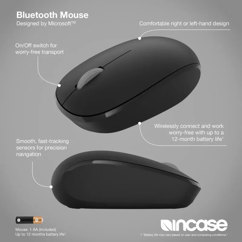 Incase Designed by Microsoft Bluetooth Ratón Travel ambidiestro
