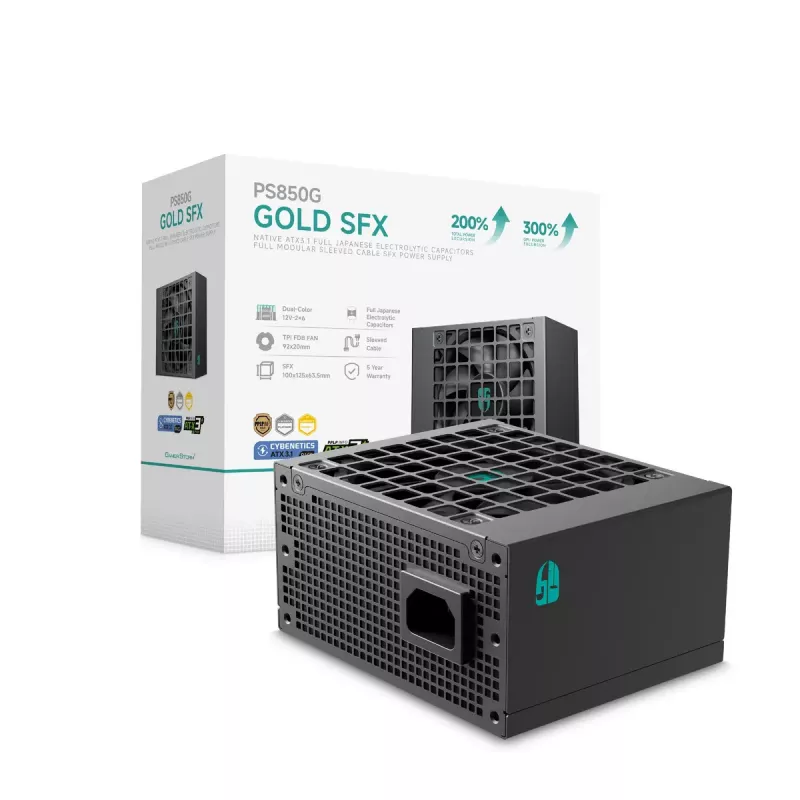 Fuente de alimentación DeepCool PS850G 850 W ATX 20+4 pines, ventilador FDB 92 mm, negro
