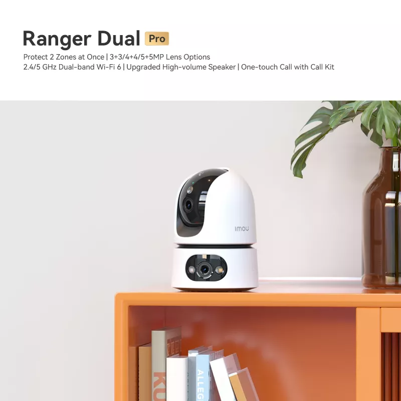 Cámara de vigilancia IP IMOU Ranger Dual Pro 6MP — interior, sobremesa, 2304×1296, 3,6mm, zoom digital 8×, ángulo de visión 91°×47°